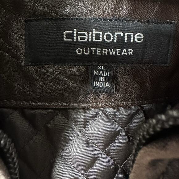 Vintage Claiborne Brown Lambskin Leather Bomber Jacket Men’s XL 90s Distressed - Picture 11 of 16